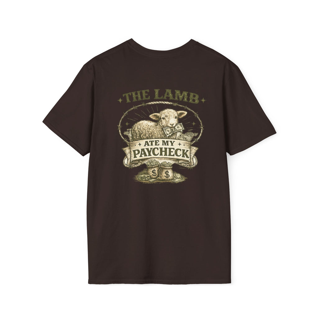 The Lamb Ate My Paycheck T-Shirt — Funny Farm Animal Graphic Tee