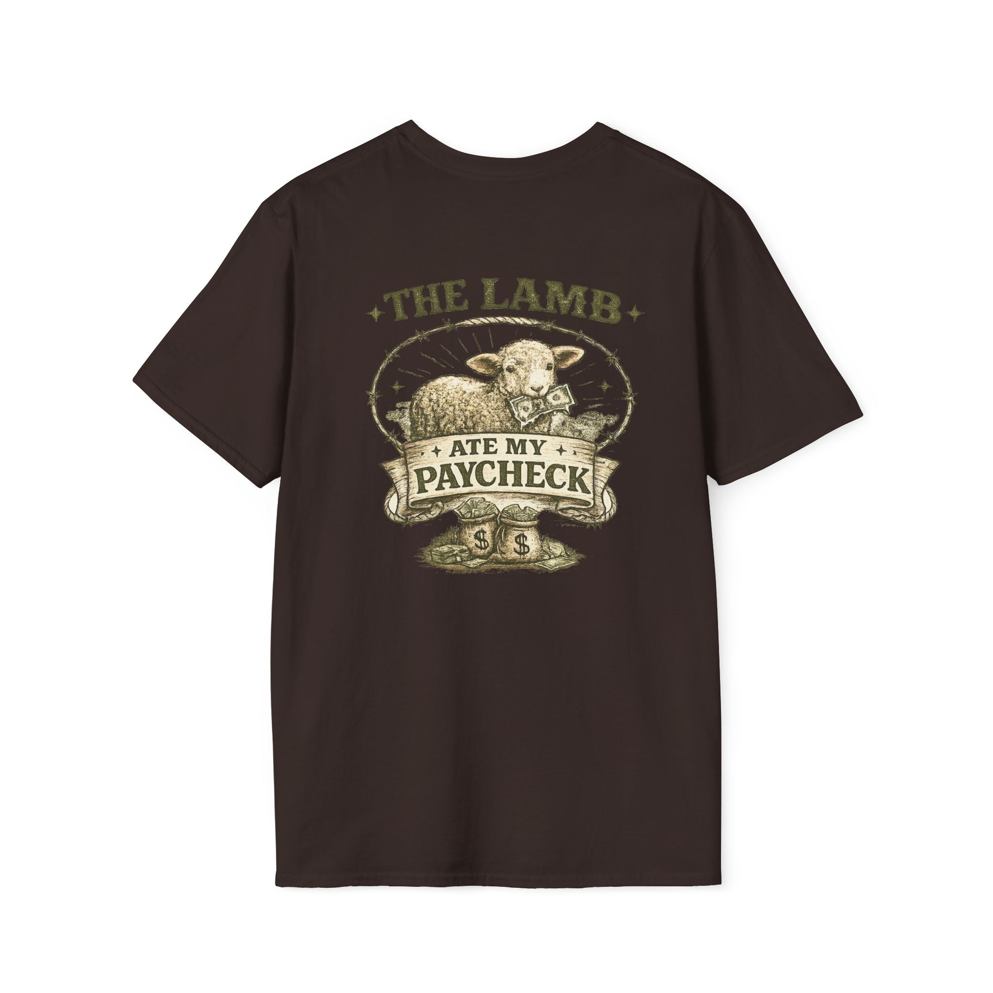 The Lamb Ate My Paycheck T-Shirt — Funny Farm Animal Graphic Tee