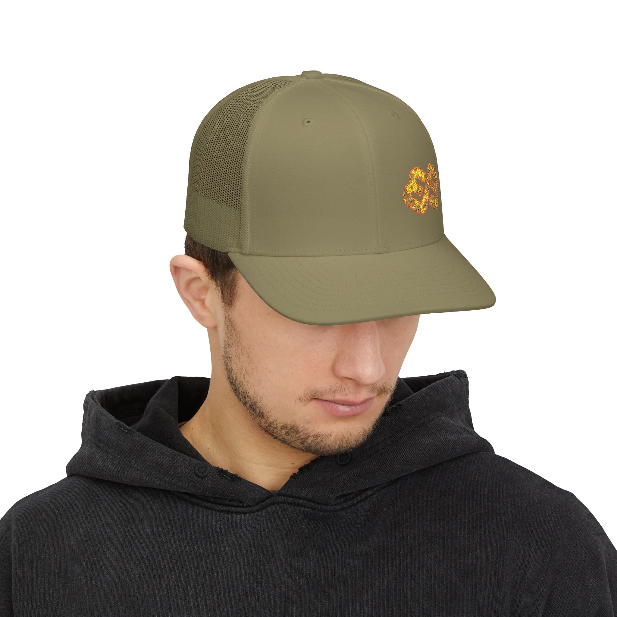 Broken Bell Blaze Orange and Camo Richardson 112 Trucker Hat