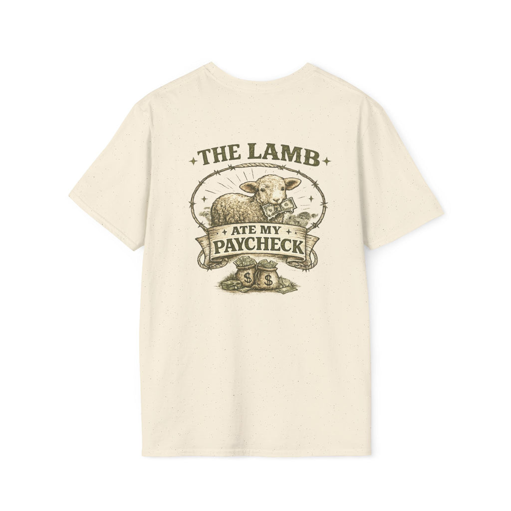 The Lamb Ate My Paycheck T-Shirt — Funny Farm Animal Graphic Tee