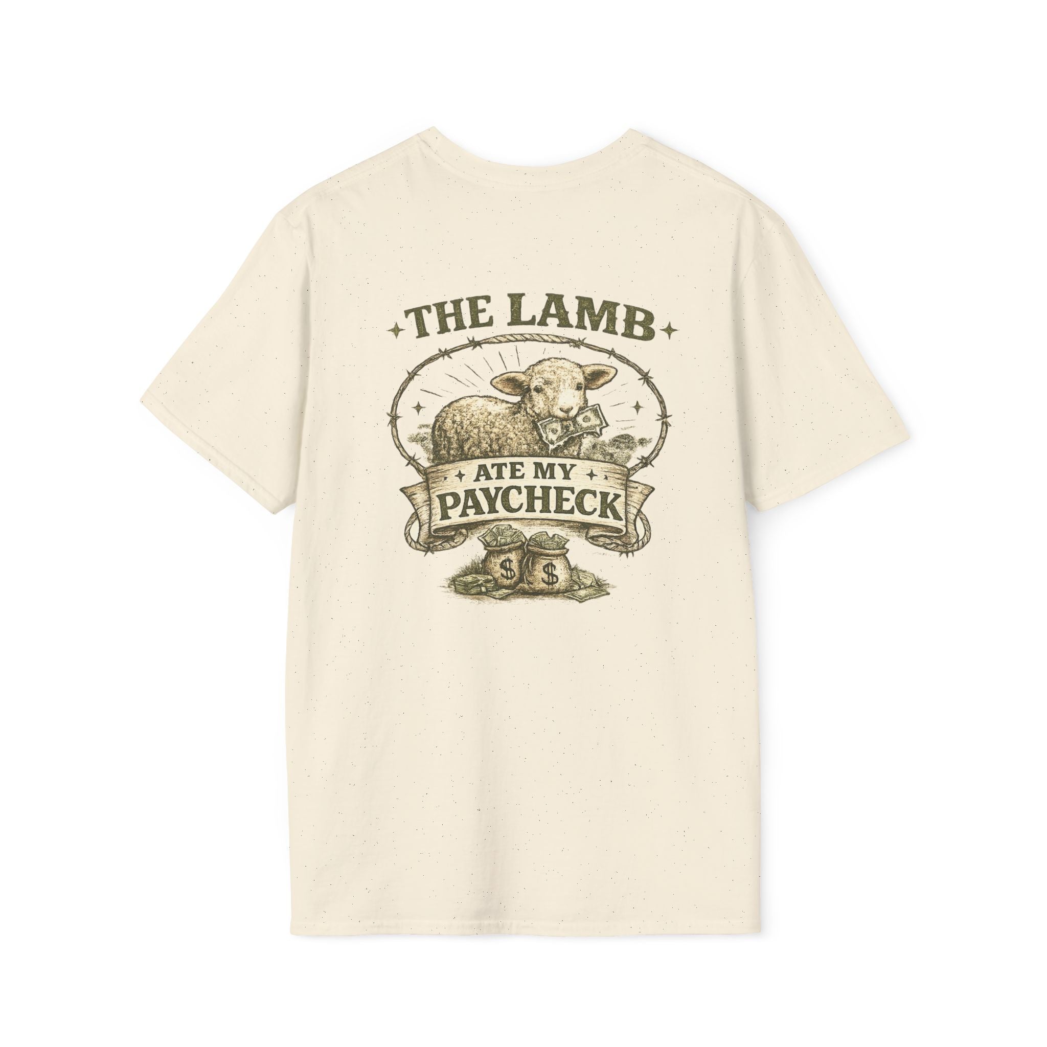 The Lamb Ate My Paycheck T-Shirt — Funny Farm Animal Graphic Tee