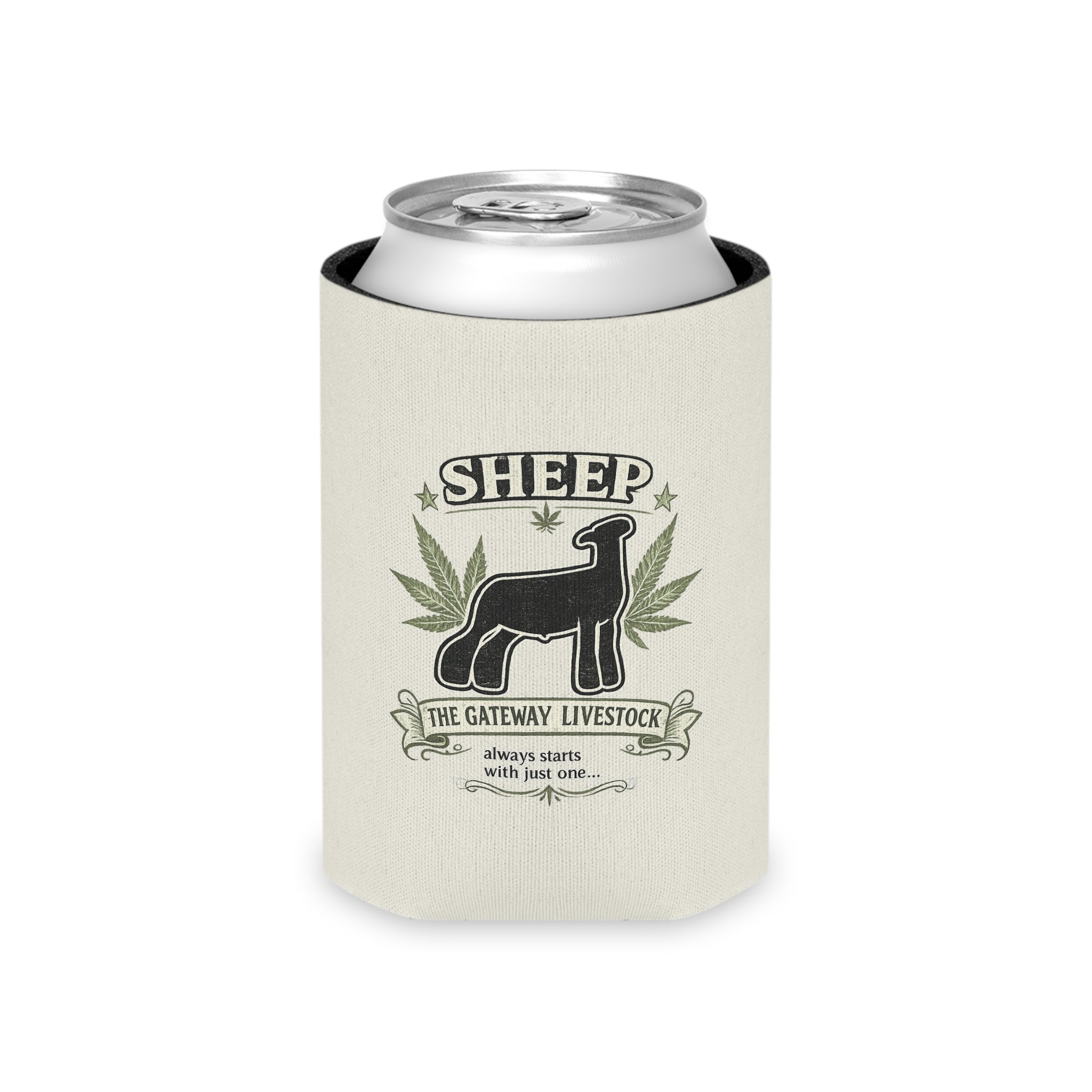 Sheep Can Cooler – Rustic Farm Humor 'Sheep: The Gateway Livestock' Beverage Koozie