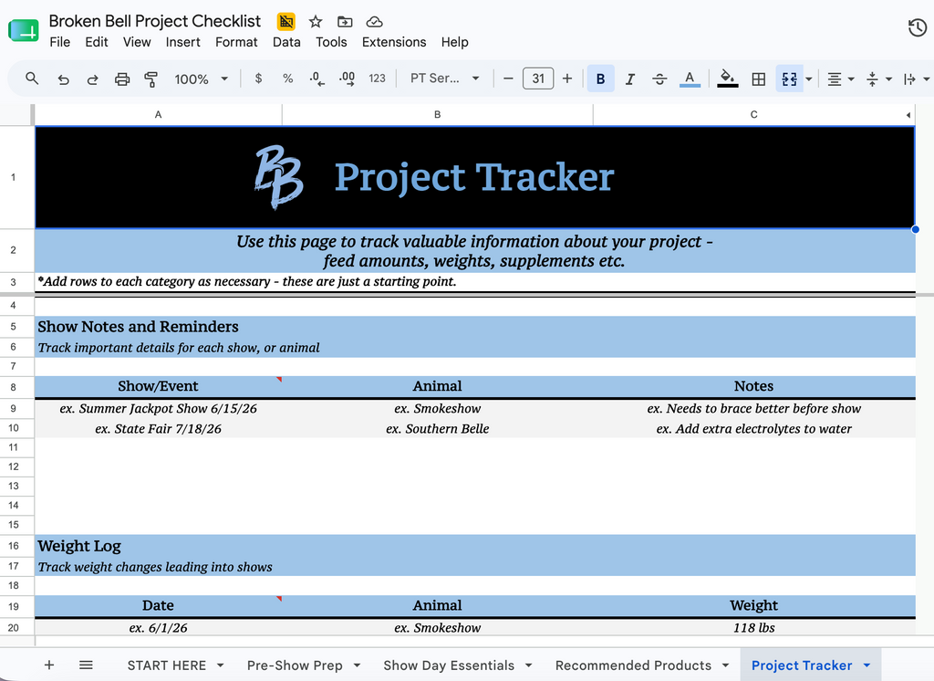 Broken Bell Project Checklist