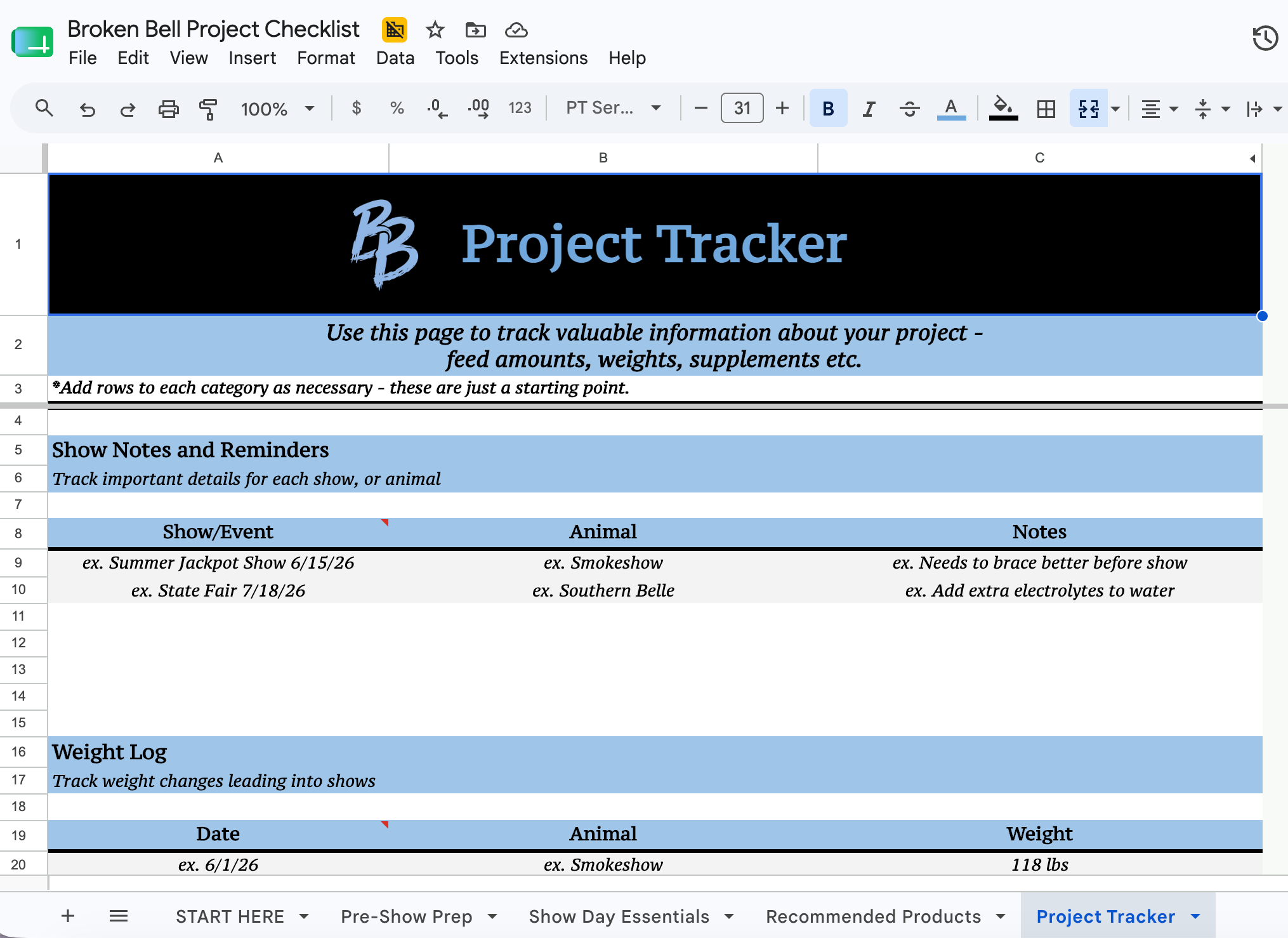 Broken Bell Project Checklist