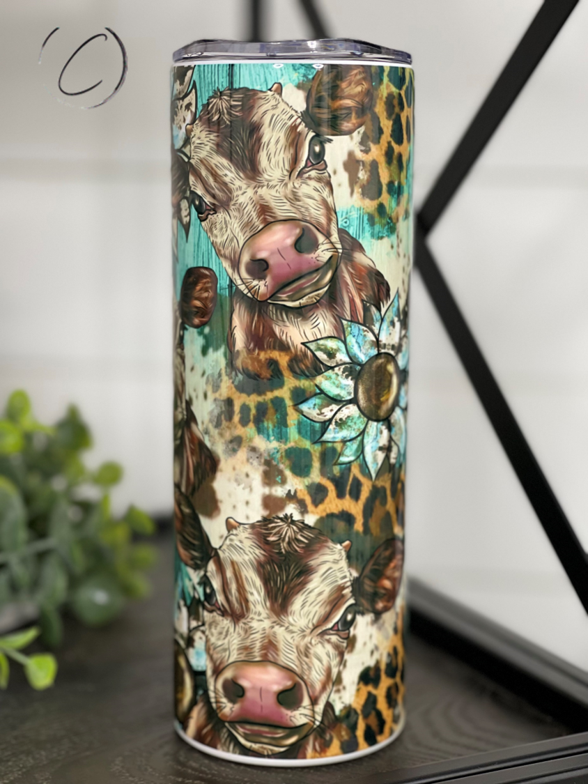 Sunflower Highland Cow Tumbler