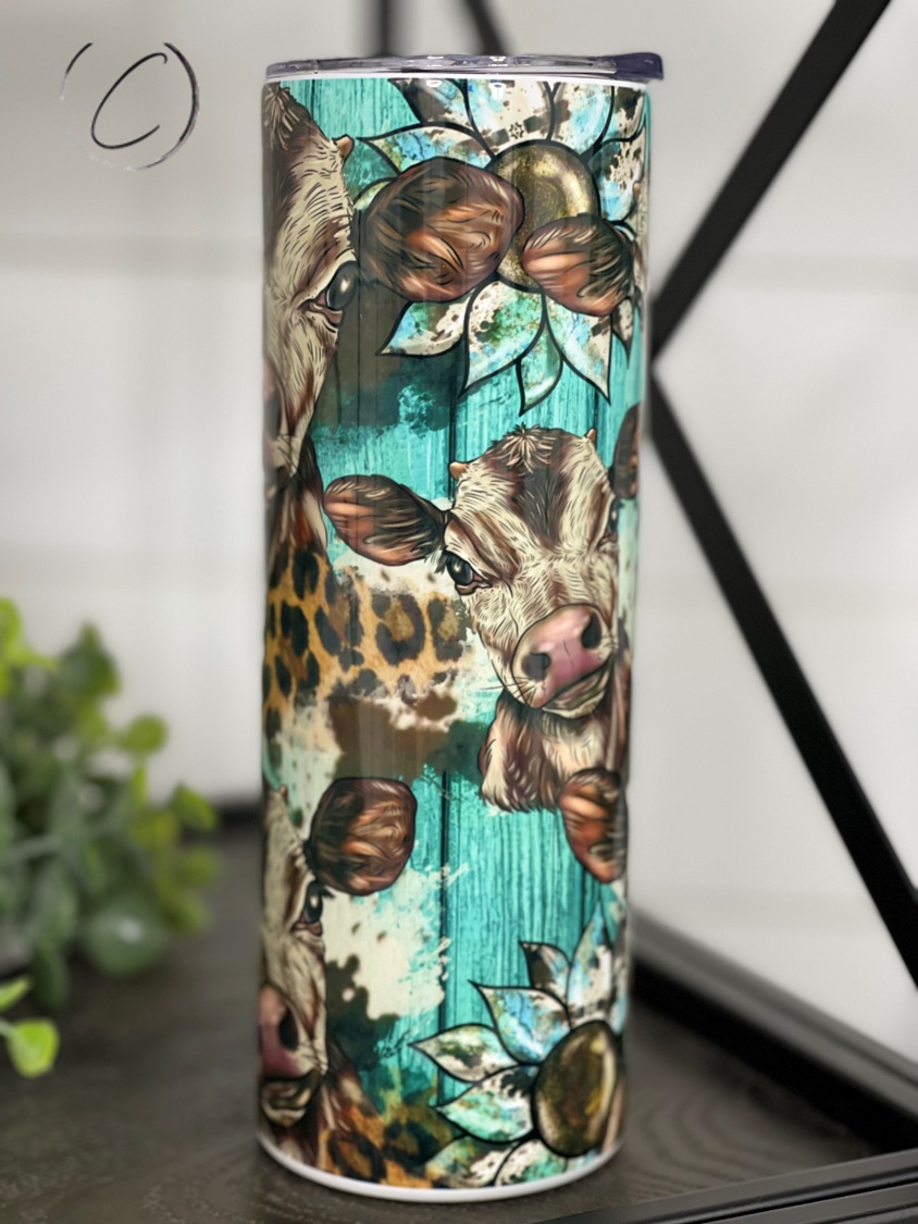 Sunflower Highland Cow Tumbler