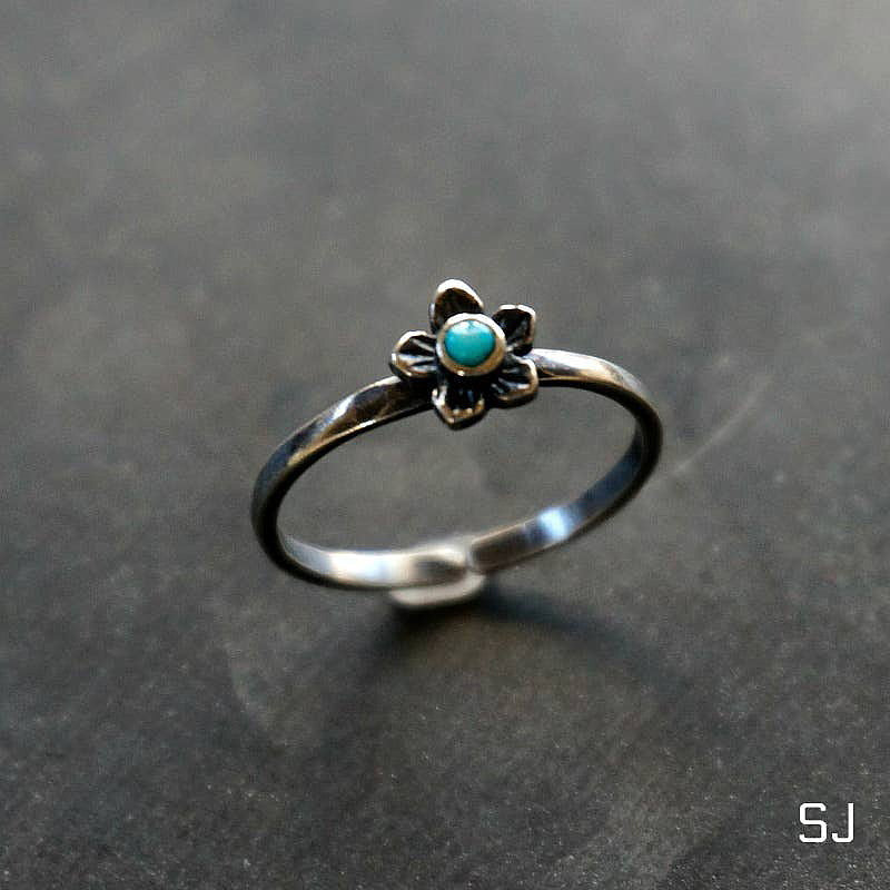 Sterling Desert Bloom Turquoise Ring